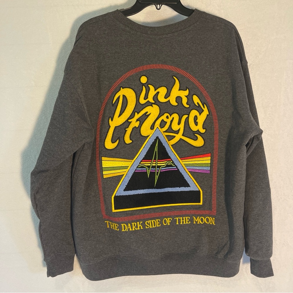 NEW 🌺 Pink Floyd Gray Crewneck Sweatshirt Retro Prism Design XL Mens Embroidered